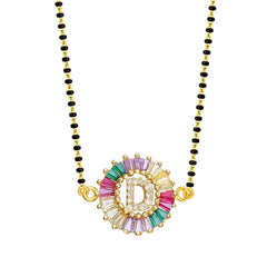 Rainbow Alphabets Initial Letters Baguette Crystal Beads Bracelet Hand Mangalsutra Women