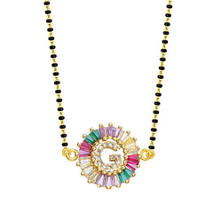 Rainbow Alphabets Initial Letters Baguette Crystal Beads Bracelet Hand Mangalsutra Women