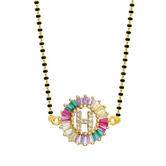 Rainbow Alphabets Initial Letters Baguette Crystal Beads Bracelet Hand Mangalsutra Women