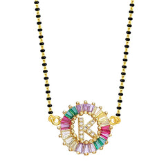 Rainbow Alphabets Initial Letters Baguette Crystal Beads Bracelet Hand Mangalsutra Women