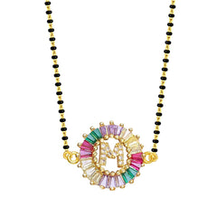 Rainbow Alphabets Initial Letters Baguette Crystal Beads Bracelet Hand Mangalsutra Women