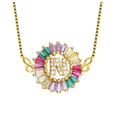 Rainbow Crystal Cz Initial Alphabet Letter D Necklace Pendant Chain
