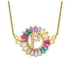 Rainbow Crystal Cz Initial Alphabet Letter D Necklace Pendant Chain