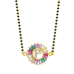 Rainbow Alphabets Initial Letters Baguette Crystal Beads Bracelet Hand Mangalsutra Women