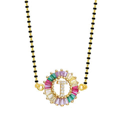 Rainbow Alphabets Initial Letters Baguette Crystal Beads Bracelet Hand Mangalsutra Women