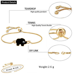 Gold Black Elephant Turkish Evil Eye Bracelet For Women