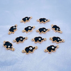 Elephant Evil Eye Enamel Charms Gold Black Centre Pcs Women Quantity Based Discount
