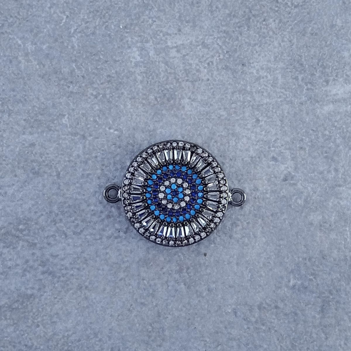 Evil Eye Round Black Blue Zircon Baguette Copper Charm For Women