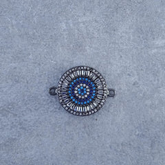 Evil Eye Round Black Blue Zircon Baguette Copper Charm For Women