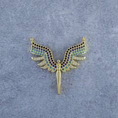 Angel Wing Gold Blue Black Baguette Copper Charm For Women