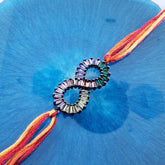 Rainbow Infinity Black Crystal Thread Rakhi For Men