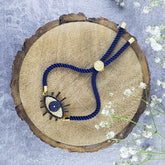 Evil Eye American Diamond Gold Blue Thread Bracelet For Women