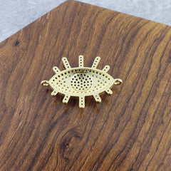 Evil Eye Gold Blue Black Zircon Copper Charm For Women