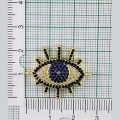 Evil Eye Gold Blue Black Zircon Copper Charm For Women