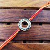 Round Gold Blue Cubic Zirconia Thread Rakhi For Men