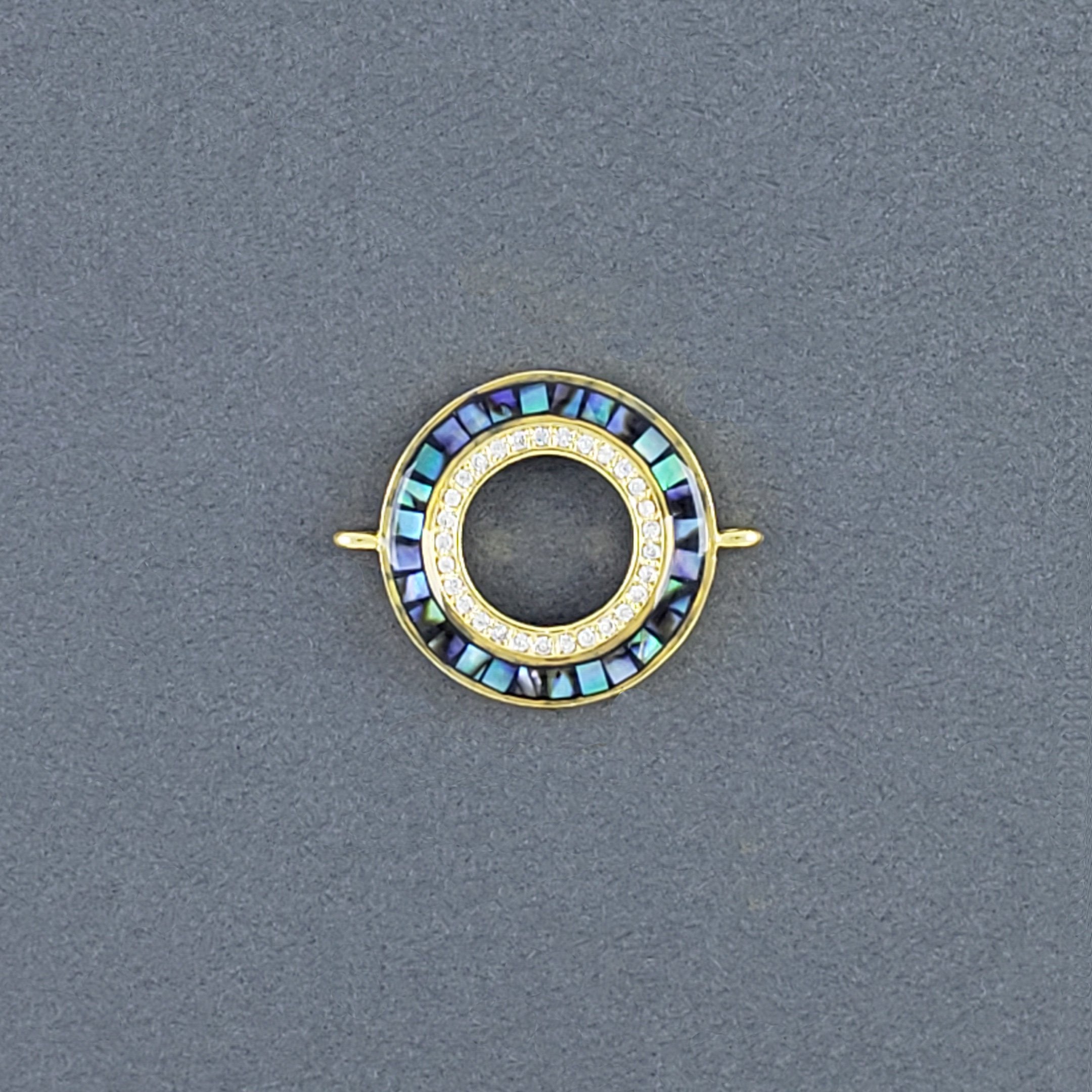 Round Abalone Gold Copper Charm For Women