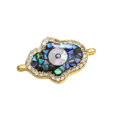 Evil Eye Hamsa Abalone Gold Copper Charm For Women