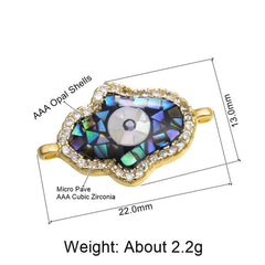 Evil Eye Hamsa Abalone Gold Copper Charm For Women