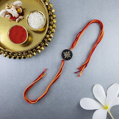 Round Star Black Crystal Thread Rakhi For Men