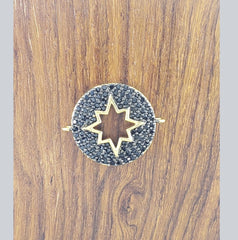 Round Star Gold Black Zircon Copper Charm For Women