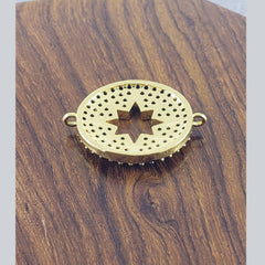 Round Star Gold Black Zircon Copper Charm For Women