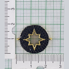 Round Star Gold Black Zircon Copper Charm For Women