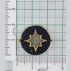Round Star Gold Black Zircon Copper Charm For Women