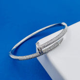 Copper American Diamonds Silver Nail Cuff Kada Bangle Bracelet For Women Girls