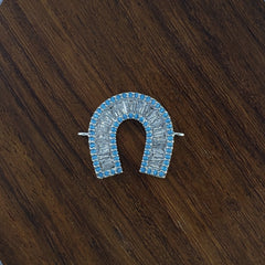 Horse Shoe Baguette Silver Blue Copper Charm For Women