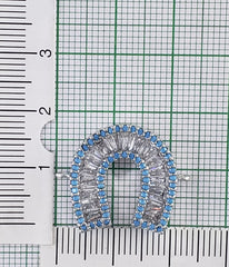 Horse Shoe Baguette Silver Blue Copper Charm For Women