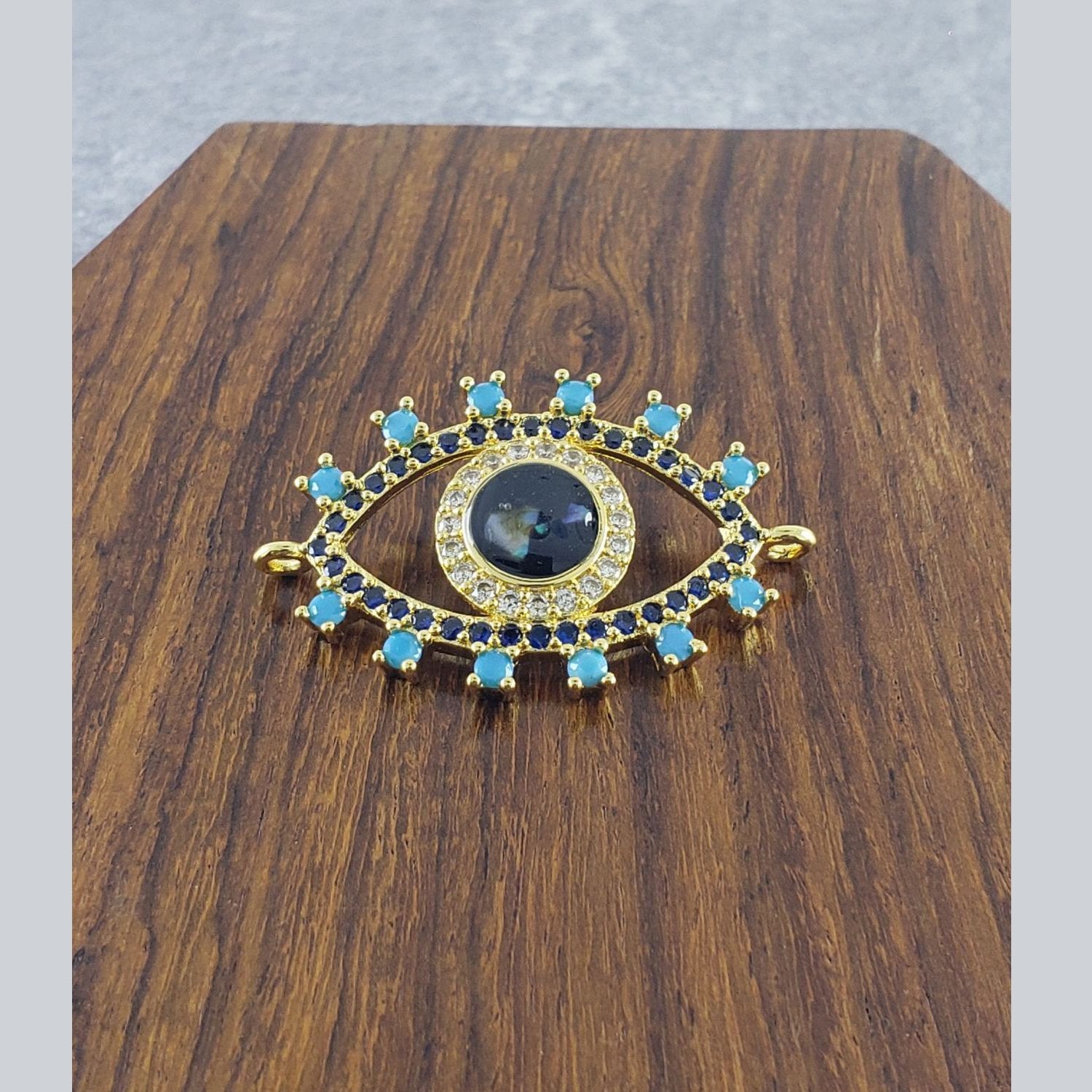 Evil Eye Gold Green Black Copper Charm For Women