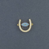 Horse Shoe Evil Eye Gold Zircon Copper Charm For Women