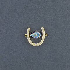 Horse Shoe Evil Eye Gold Zircon Copper Charm For Women