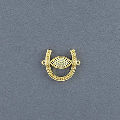 Horse Shoe Evil Eye Gold Zircon Copper Charm For Women