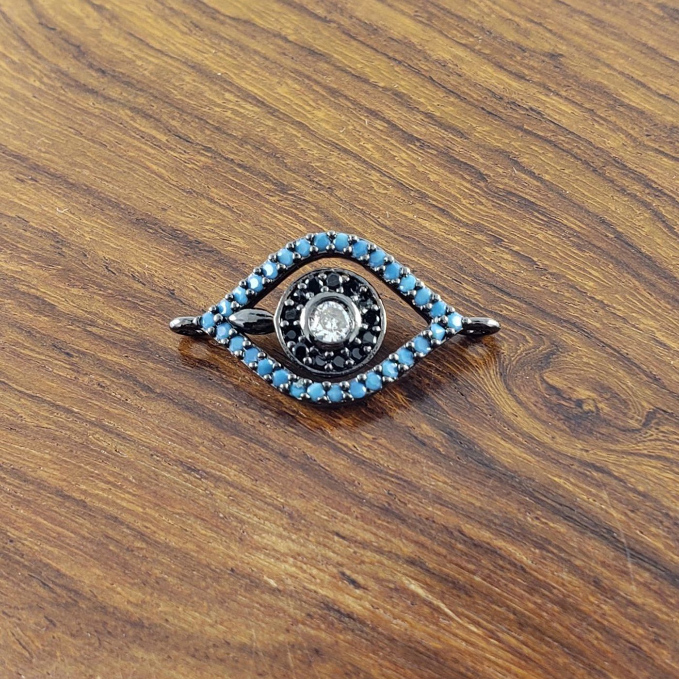 Leaf Evil Eye Black Zircon Copper Charm For Women