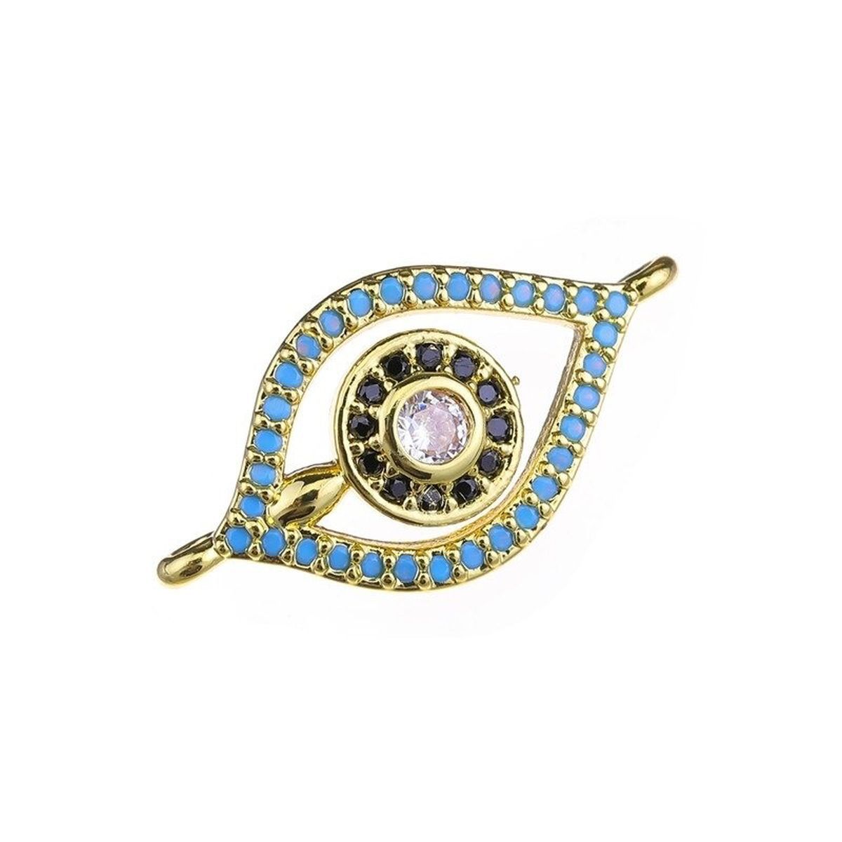 Leaf Evil Eye Gold Green Black Zircon Copper Charm For Women