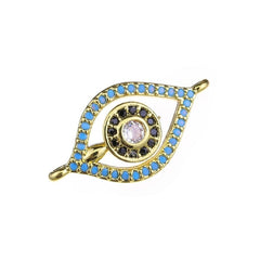 Leaf Evil Eye Gold Green Black Zircon Copper Charm For Women