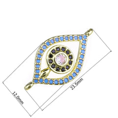 Leaf Evil Eye Gold Green Black Zircon Copper Charm For Women