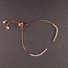 Rose Gold Slim Box Slider American Diamond Adjustable Extender Chain Ball Ends Accessory For Diy 9" Bracelet For Women Girls