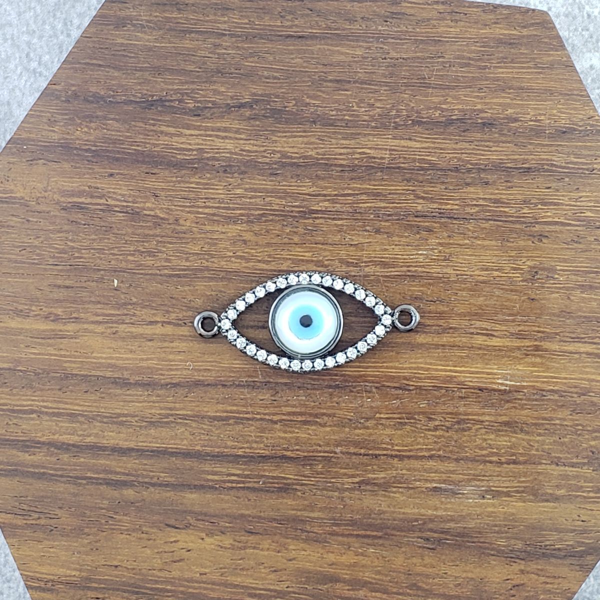 Evil Eye Oval Mother Of Pearl Black Zircon Copper Charm For Women