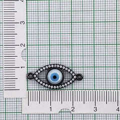 Evil Eye Oval Mother Of Pearl Black Zircon Copper Charm For Women