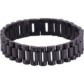 Stainless Steel Black Silver Watch Belt Strap Bracelet For Men