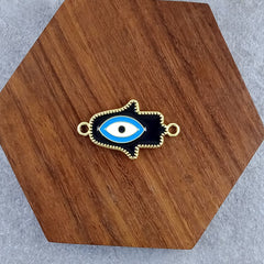 Hamsa Evil Eye Brass Black Enamel Pendant Centre Pcs For Women