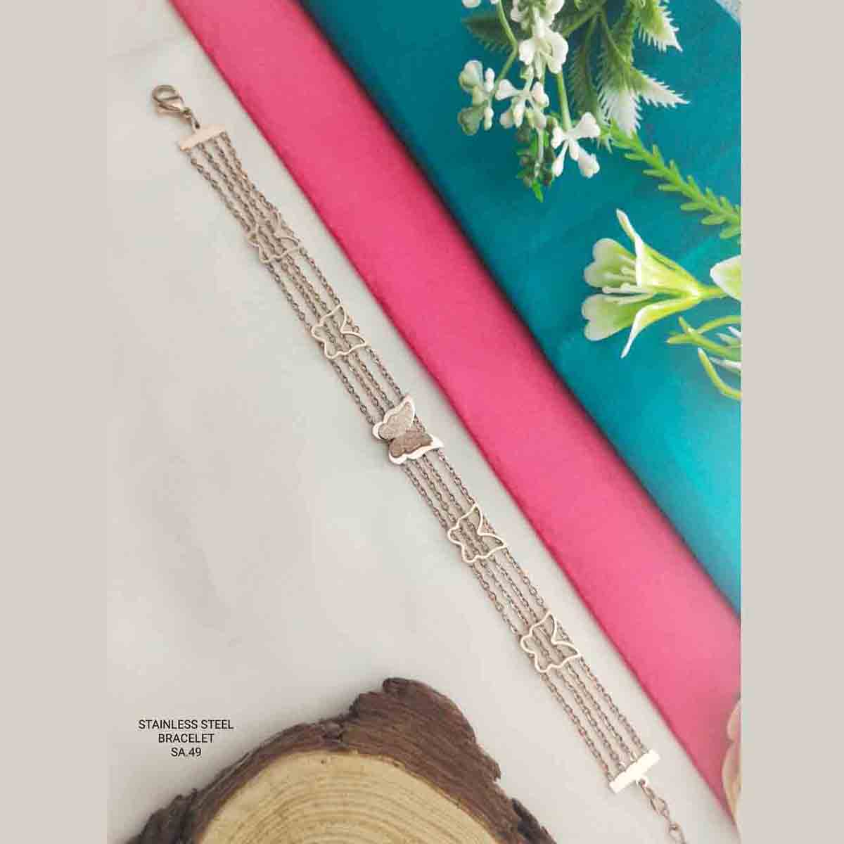 Butterfly Rose Gold Stainless Steel Bracelet Women