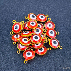 Alloy Evil Eye Red White Gold Charm For Women
