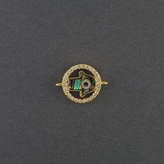 Hamsa Evil Eye American Diamonds Gold Copper Centre Pcs For Women