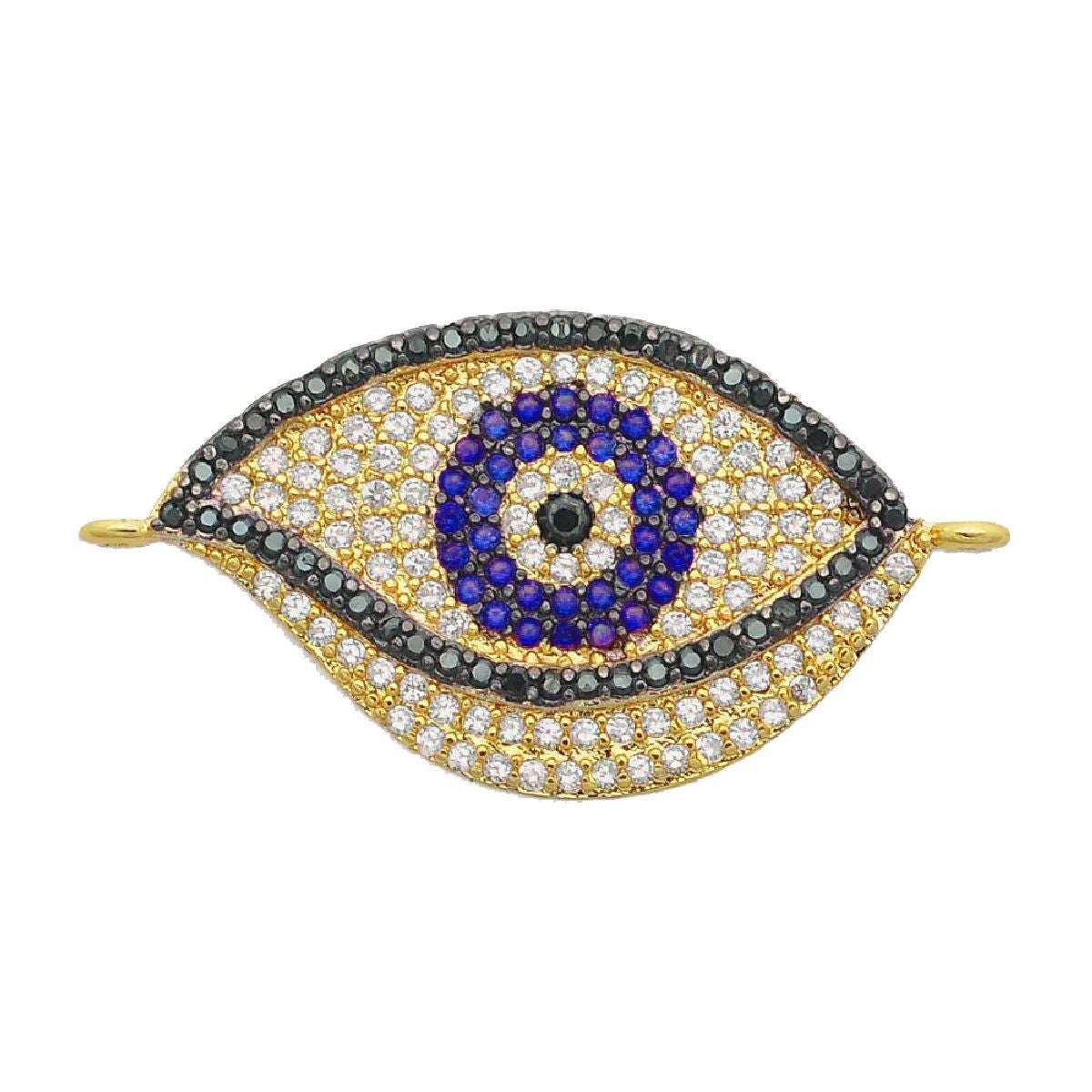 Evil Eye Big Gold Black Copper Centre Pcs For Women