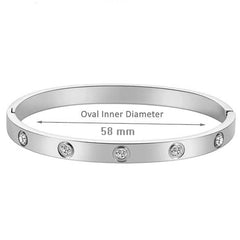 Screw Cubic Zirconia Silver Stainless Steel Openable Kada For Women