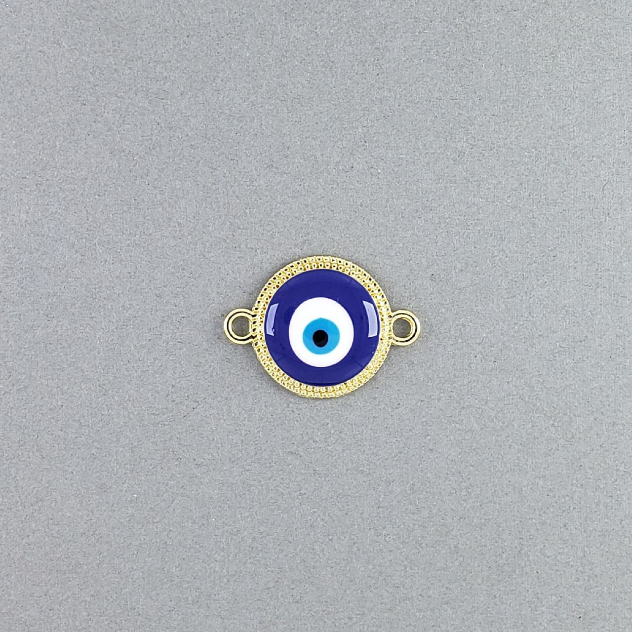 Evil Eye Gold Blue Brass Enamel Charm For Women