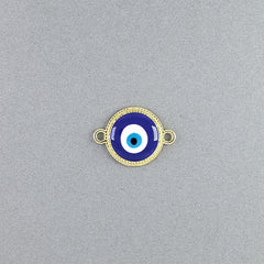 Evil Eye Gold Blue Brass Enamel Charm Combo Pack Of 10 For Women